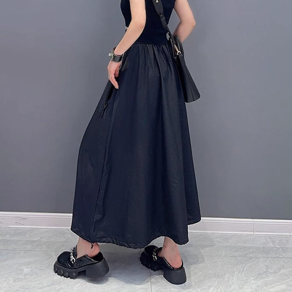 韓国ファッション　ロングスカート　切替　Aライン