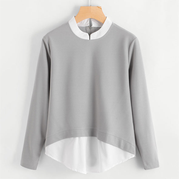 【XL~5XL】大人カジュアル　レイヤード風　秋冬　ビッグシルエット　シャツ