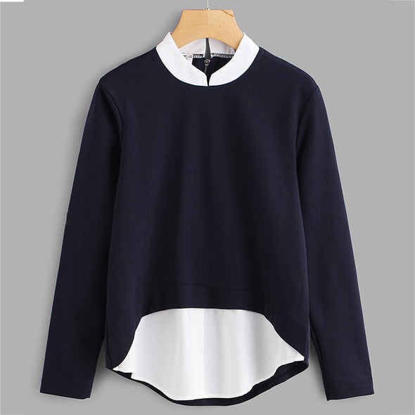 【XL~5XL】大人カジュアル　レイヤード風　秋冬　ビッグシルエット　シャツ