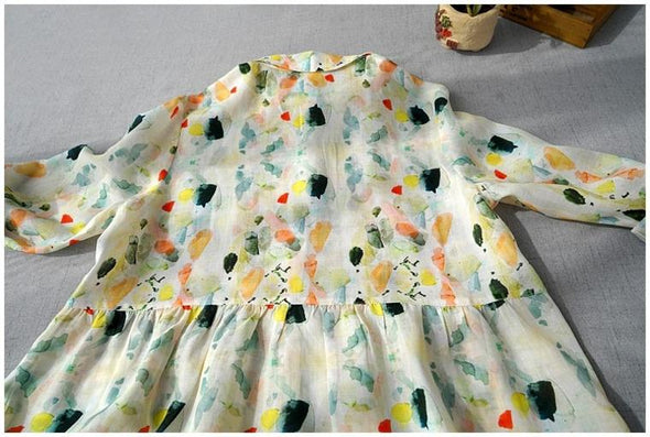 【M~2XL】大人かわいい　花柄　秋　人気　おしゃれ　シャツワンピース