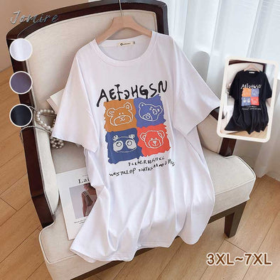 【3XL~7XL】カートゥーン 人気Ｔシャツ　ゆるシルエット　夏定番可愛い動物Ｔシャツ