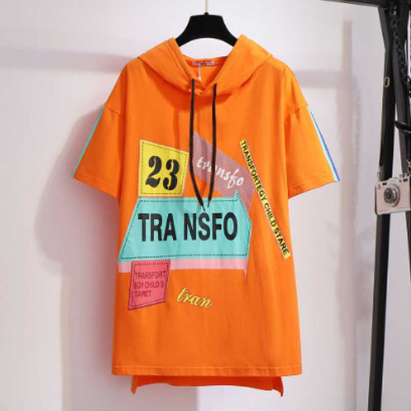 【2XL~6XL】フロントプリント　フード付き　ゆるシルエット　おしゃれTシャツ