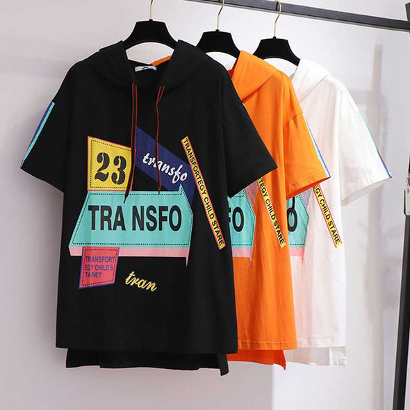 【2XL~6XL】フロントプリント　フード付き　ゆるシルエット　おしゃれTシャツ