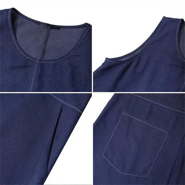 【S～5XL】大人カジュアル　ベストワンピース　ジャンパースカート　夏ワンピース　おしゃれワンピース