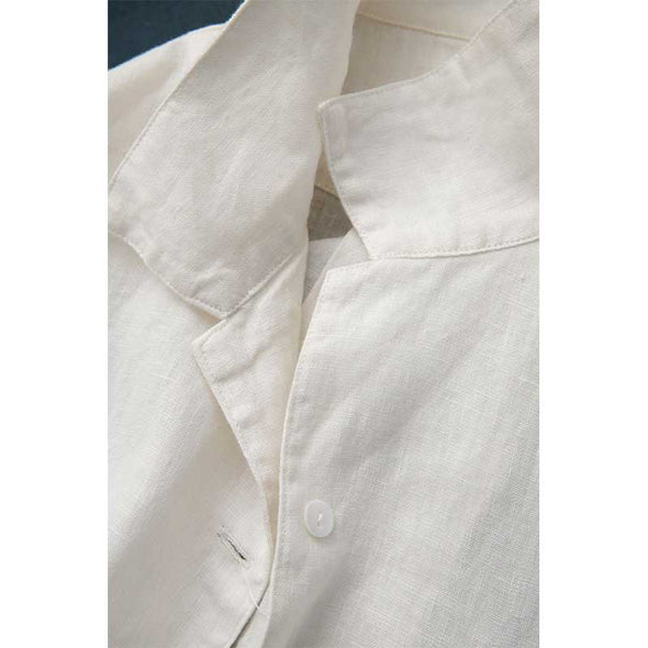 【M~2XL】レトロ　Vネック　綿麻　ゆったりサイズ　薄手　夏シャツ