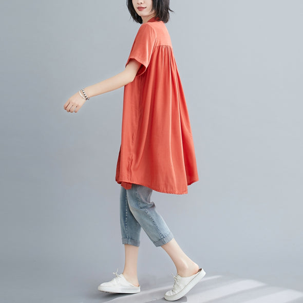こなれ感　4色展開　涼感素材　フレアシャツ　人気　夏シャツ