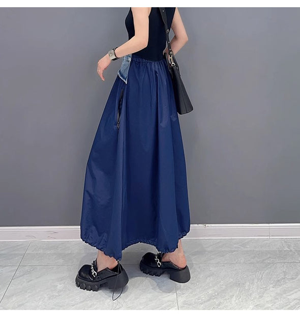 韓国ファッション　ロングスカート　切替　Aライン
