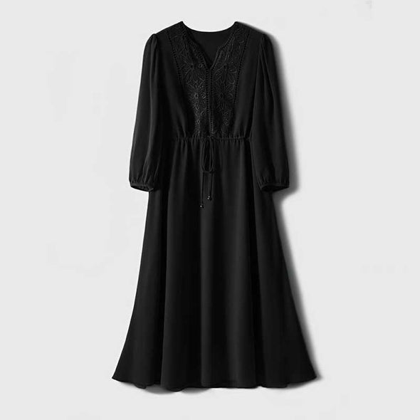 【S~XL】シンプル　薄手生地　刺繍　おしゃれ　デートワンピース