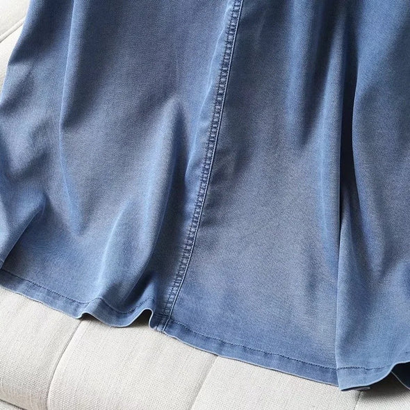 【S~2XL】大人ファッション　フロントボタン　シンプル　無地　デニムスカート