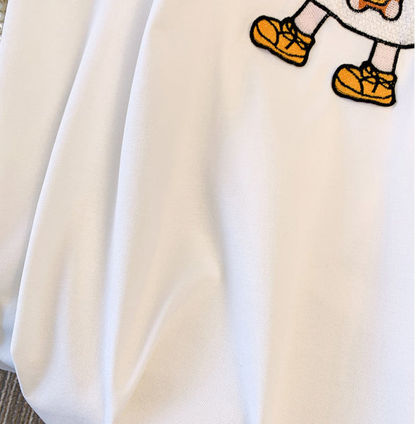 大人カジュアル　かわいい　カートゥーンプリント　POLOネック　チュニックワンピース