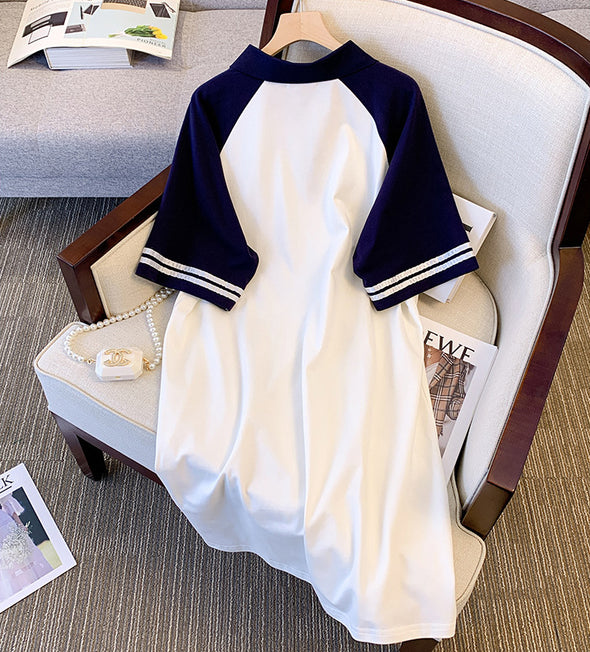 大人カジュアル　かわいい　カートゥーンプリント　POLOネック　チュニックワンピース