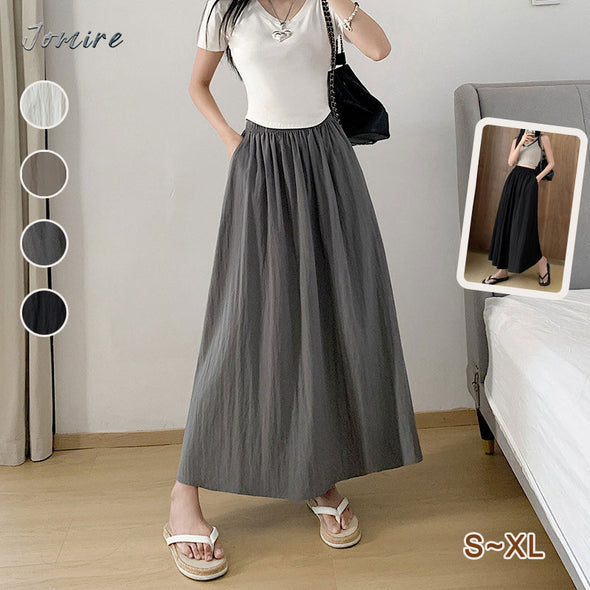 【S~XL】揺れ感　Aライン　シンプル無地　ロングスカート