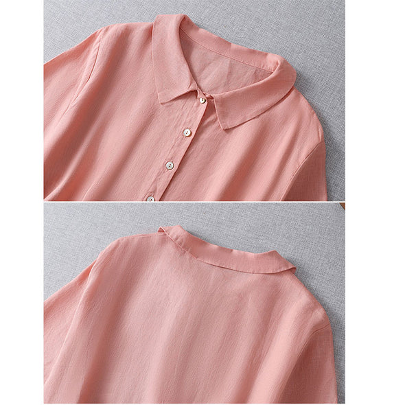【M~2XL】大人カジュアル　切替チェック柄　シンプル無地　綿麻　夏ワンピース