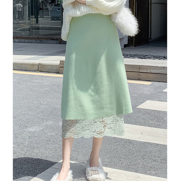 大人フェミニン　レース　楽しい表裏２Way　Aライン　スカート