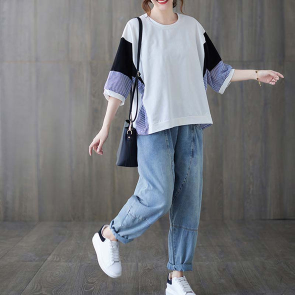 大人カジュアル　ゆるシルエット　中袖　おしゃれTシャツ　レディースTシャツ