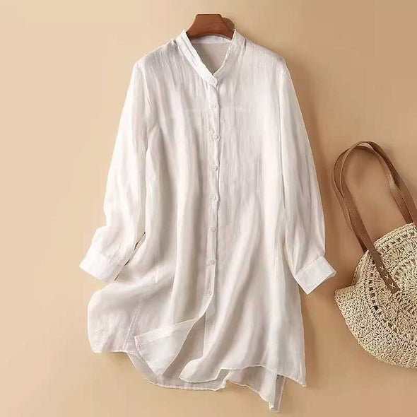 【S~XL】リネン生地　ゆったりサイズ　レトロ　長袖　夏人気シャツ