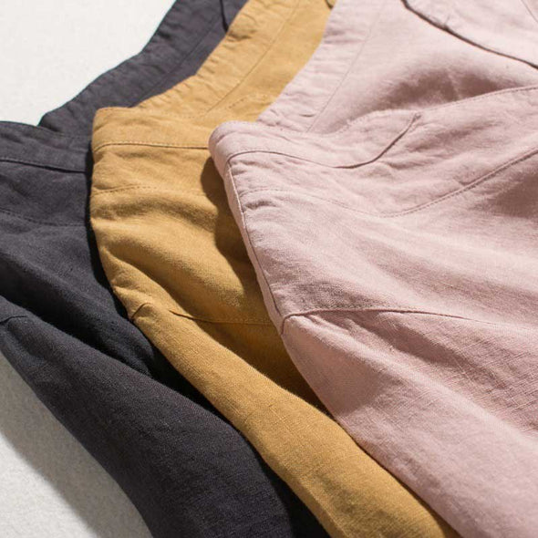 【M～2XL】夏　Ｖネック　リネン生地　無地　大人ファッション　シンプルカジュアルワンピース