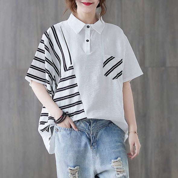大人カジュアル　切替 ストラップ柄　楽ちん　ゆるシルエット　人気Tシャツ