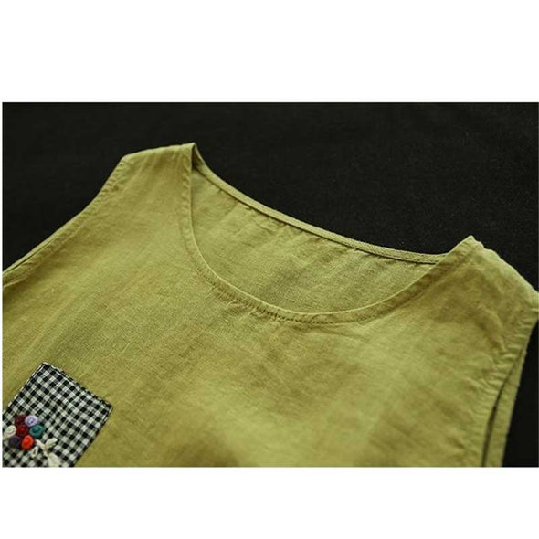【M~3XL】綿麻生地　レトロ　多色展開　合わせやすい　タンクトップ