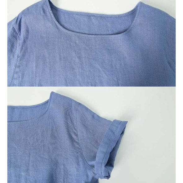 【M~2XL】綿麻　シンプル　無地　ワンピース　ロングワンピース