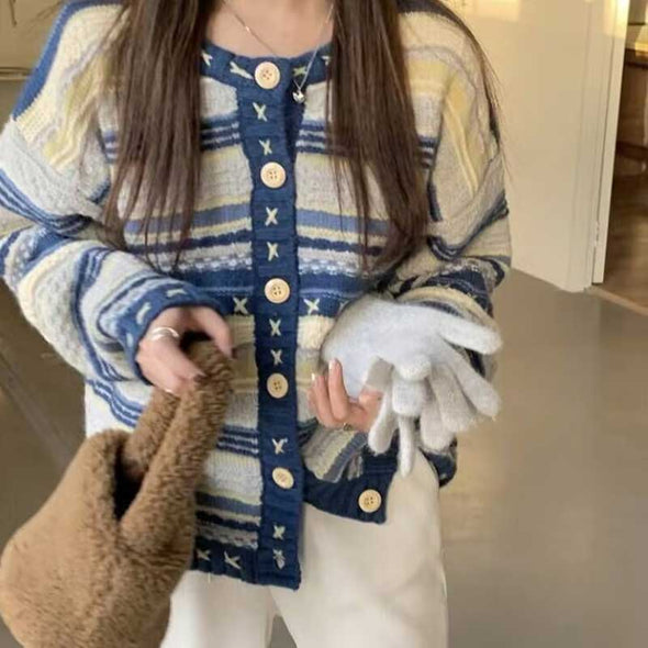人気沸騰中　不規則柄　ニットカーディガン　秋冬アウター