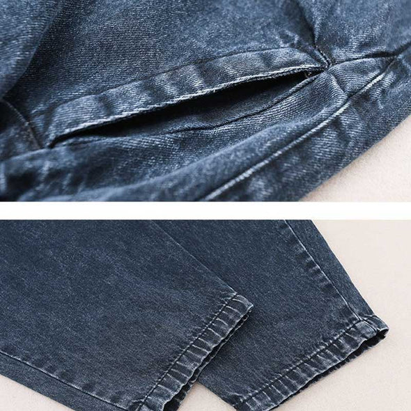 【M～3XL】サンドウォッシュ　ワイド風デニムパンツ　秋冬　おしゃれデニムボトムス