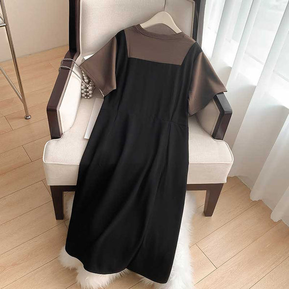 【2XL～6XL】ビッグシルエット　レイヤード風　大人　切り替え　夏ワンピース