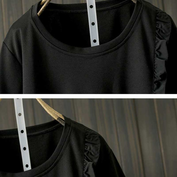 【3XL～7XL】異素材切替　ビッグシルエット　レディースブラウス　夏Tシャツ