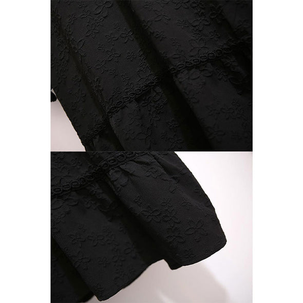 【2XL～6XL】上品　デートワンピース　大人ファッション　花柄刺繍入り　ネックビーズデザイン　着瘦せ　ロングワンピース