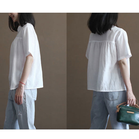【M~2XL】シンプル　無地　ゆったりサイズ　薄手夏トップス　ブラウス