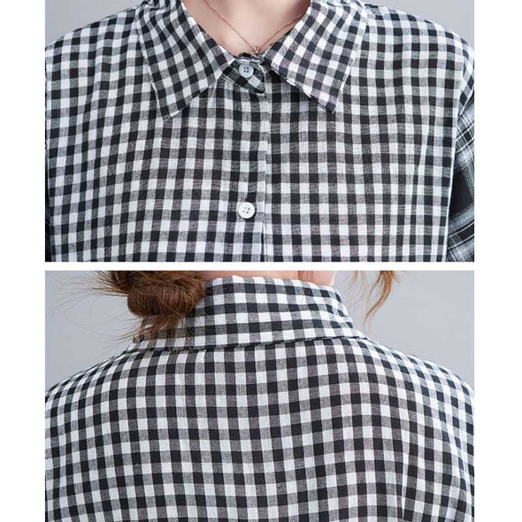 韓国ファッション　チェック柄　ロングシャツワンピース　おしゃれワンピース　　夏ワンピース