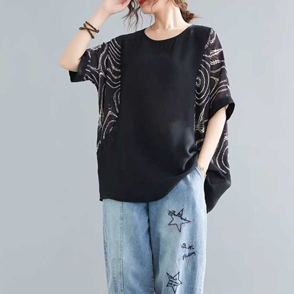 エスニック風　ゆったり　楽チン　大人ブラウス　夏トップス　人気Tシャツ