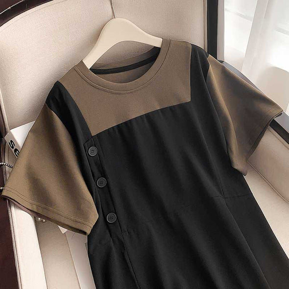【2XL～6XL】ビッグシルエット　レイヤード風　大人　切り替え　夏ワンピース
