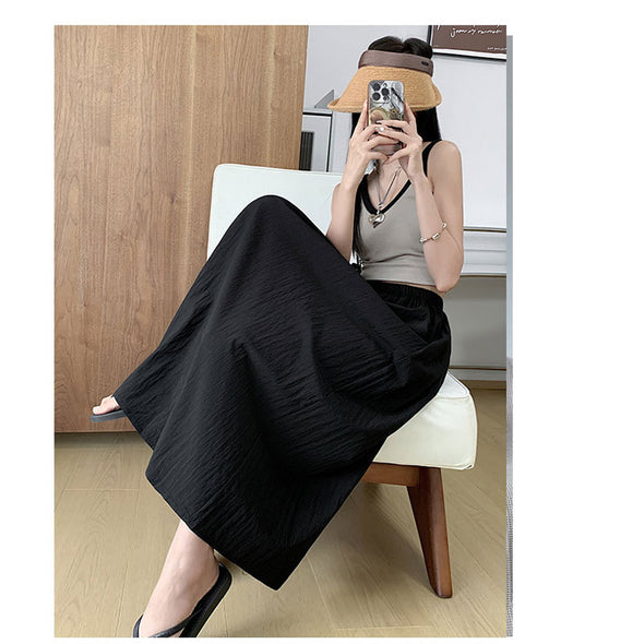 【S~XL】揺れ感　Aライン　シンプル無地　ロングスカート