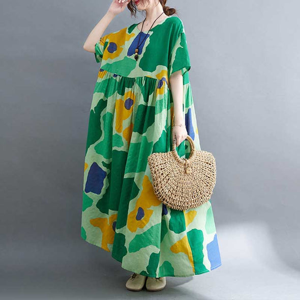 爽やかな印象　 大人気　ロングワンピース　切替　夏　ゆったりサイズ　らくちん　ワンピース