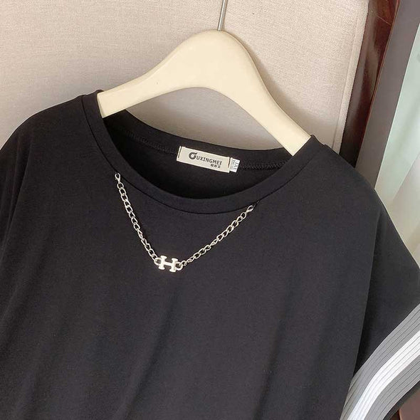 【2XL~6XL】大きいサイズ　ドルマン風　チュニックワンピース　アシメ裾