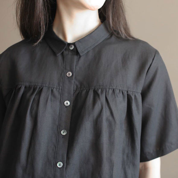 【M~2XL】シンプル　無地　ゆったりサイズ　薄手夏トップス　ブラウス