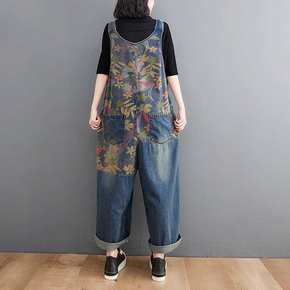 ボタニカル　デニムワイド風サロペットパンツ　