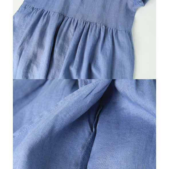 【M~2XL】綿麻　シンプル　無地　ワンピース　ロングワンピース