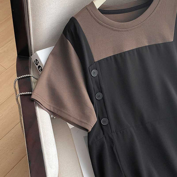 【2XL～6XL】ビッグシルエット　レイヤード風　大人　切り替え　夏ワンピース