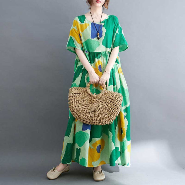 爽やかな印象　 大人気　ロングワンピース　切替　夏　ゆったりサイズ　らくちん　ワンピース