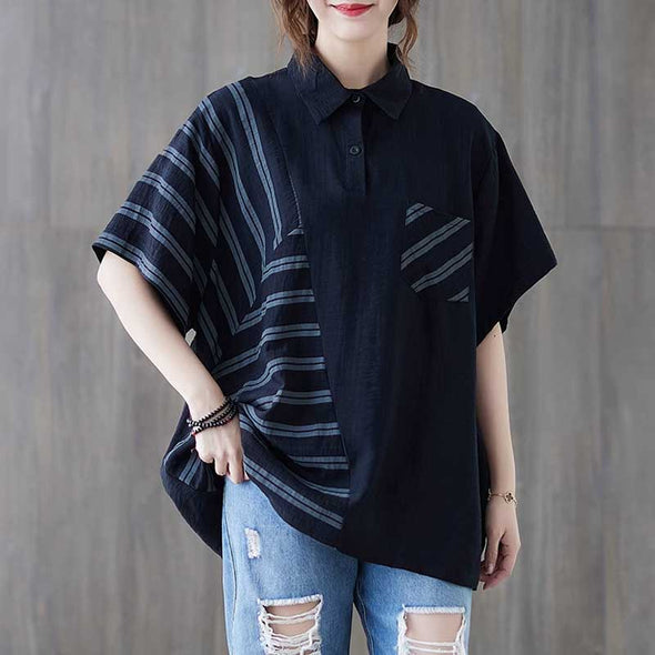 大人カジュアル　切替 ストラップ柄　楽ちん　ゆるシルエット　人気Tシャツ