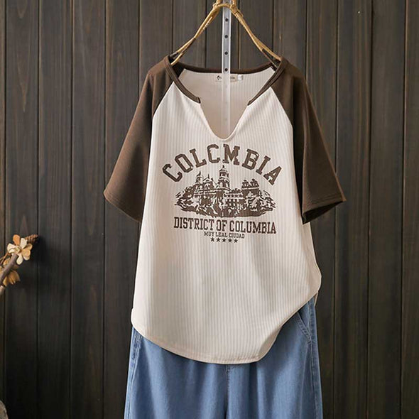 【XL~4XL】フロントプリント　ゆるシルエット　カジュアル　夏Tシャツ　人気Tシャツ