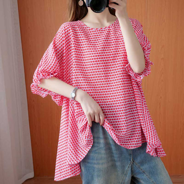 涼しい　夏　ゆったりサイズ　楽ちん　フレアスリーブ　ブラウス