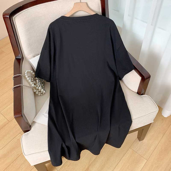 【3XL~7XL】スマイル　プリント　人気Ｔシャツ　ゆるシルエット　チュニックＴシャツ