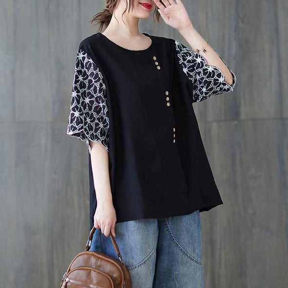 エスニック風　ゆるシルエット　夏　楽ちん　大人　ブラウス　Ｔシャツ