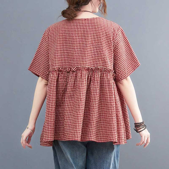 【L～3XL】チェック柄　ストラップシャツ　おしゃれ　カジュアル　大人シャツ・ブラウス