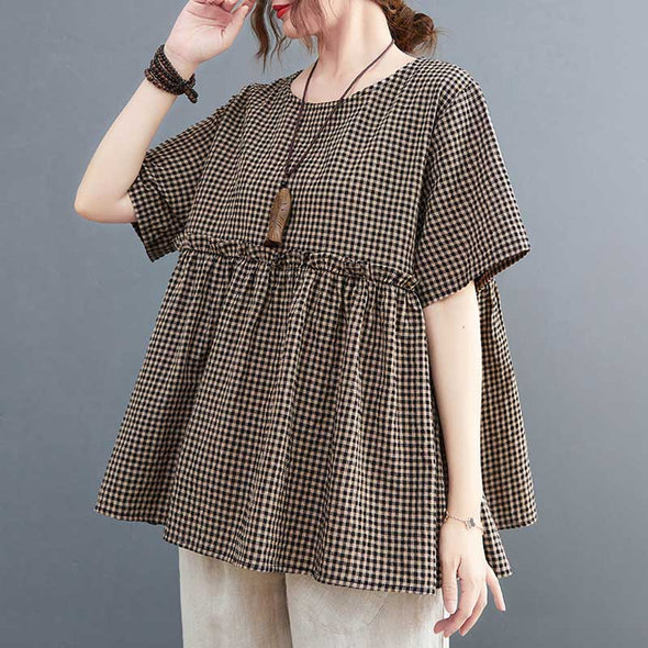 【L～3XL】チェック柄　ストラップシャツ　おしゃれ　カジュアル　大人シャツ・ブラウス