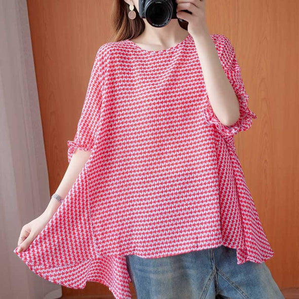 涼しい　夏　ゆったりサイズ　楽ちん　フレアスリーブ　ブラウス