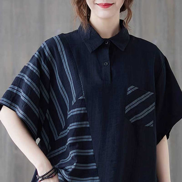 大人カジュアル　切替 ストラップ柄　楽ちん　ゆるシルエット　人気Tシャツ